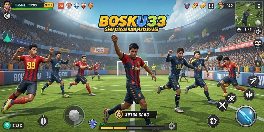 Tangkapan layar utama BOSKU33 menampilkan aksi seru dalam gameplay olahraga.