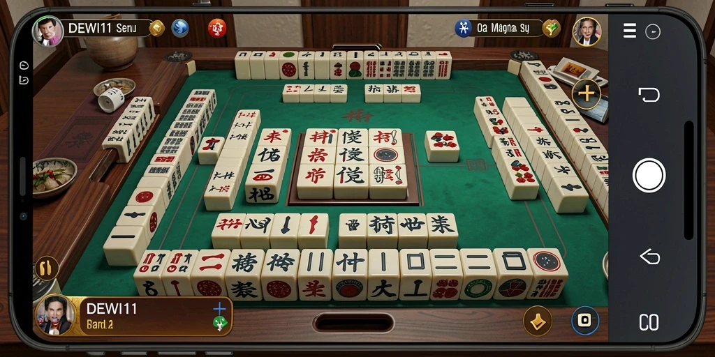 Screenshot gameplay DEWI11 yang menampilkan tantangan Mahjong.