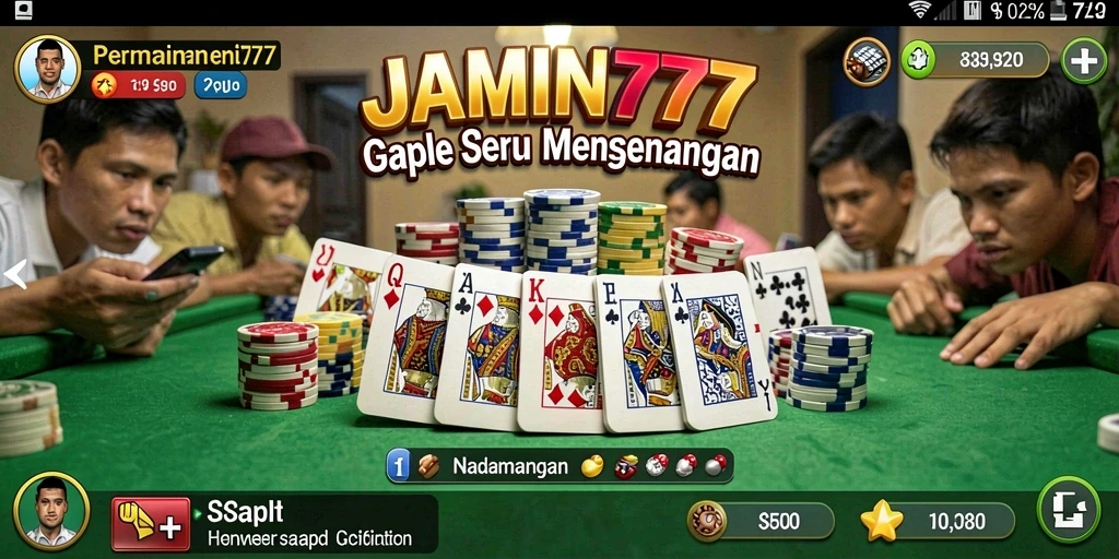 Screenshot gameplay JAMIN777 menampilkan suasana permainan Gaple yang seru.