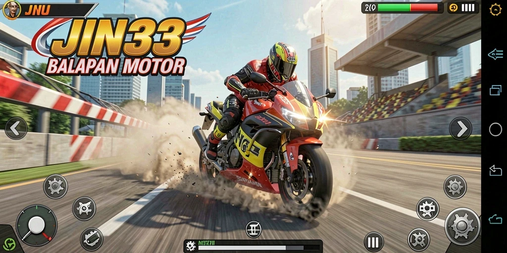 Gameplay balap motor yang mendebarkan dan menantang.