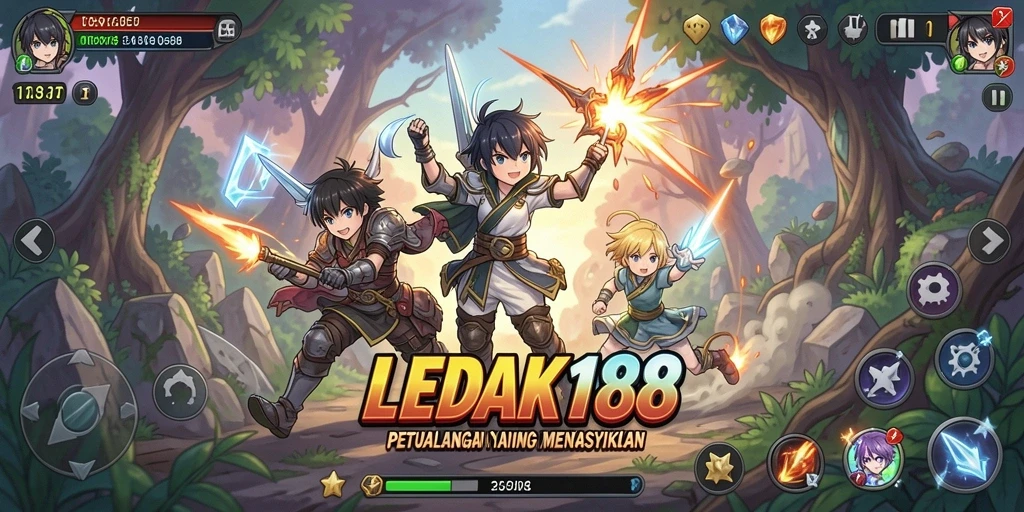 Tampilan gameplay LEDAK188 dengan karakter anime yang menarik.
