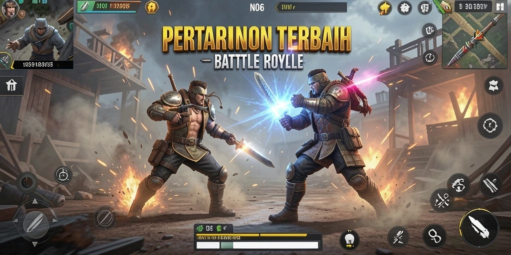 Tampilan memperlihatkan aksi intens dalam gameplay Battle Royale N06.