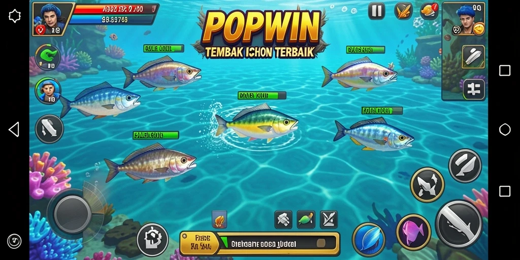 Screenshot gameplay POPWIN yang menampilkan aksi tembak ikan seru.