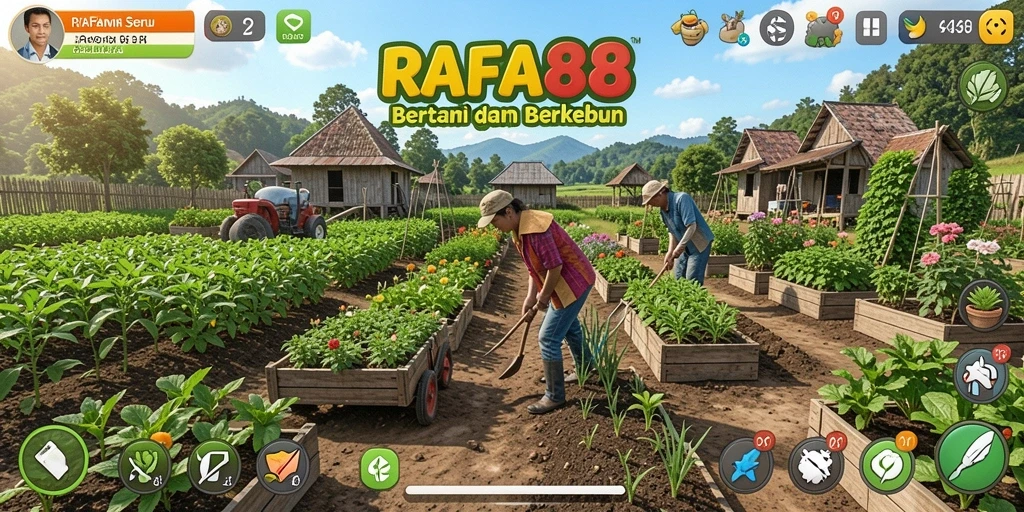 Tampilan screenshot gameplay RAFA88 yang menampilkan ladang bertani yang indah.