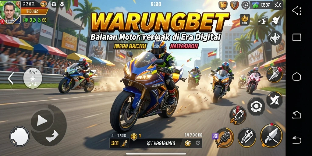 Tampilan gameplay menarik dengan balapan motor yang mendebarkan.