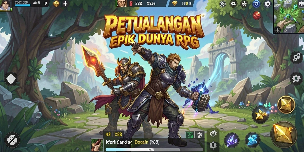 Screenshot menunjukkan aksi pertarungan seru dalam gameplay RPG X88.